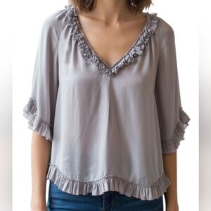 Rebecca Taylor Silk Peasant Top - Womens Size 2 - Fairycore Ruffles Romantic Fem